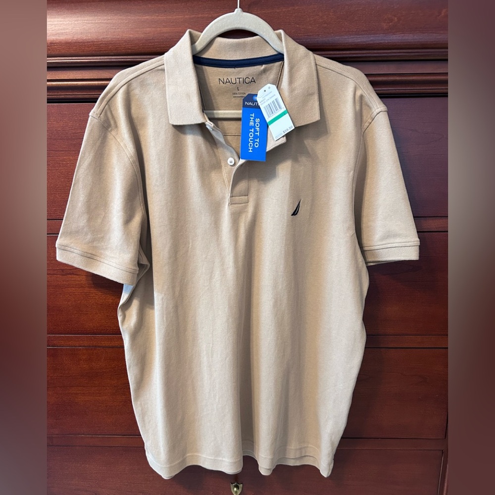 Nautica Men's Beige Polo Shirt Size Large Color